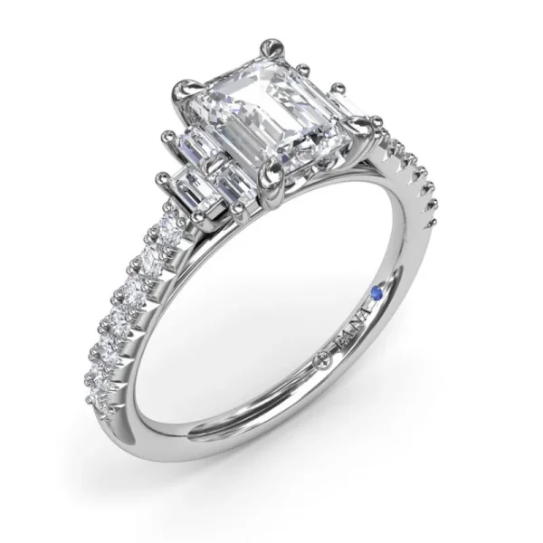 New Fana Emerald Cut Side Stone Engagement Ring