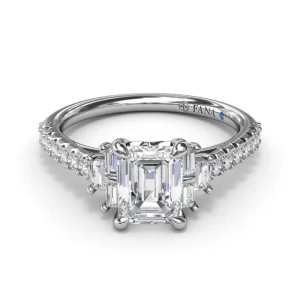 New Fana Emerald Cut Side Stone Engagement Ring