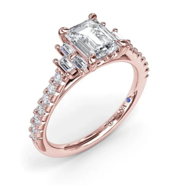 New Fana Emerald Cut Side Stone Engagement Ring