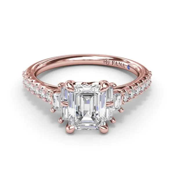 New Fana Emerald Cut Side Stone Engagement Ring