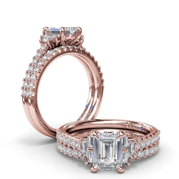 New Fana Emerald Cut Side Stone Engagement Ring