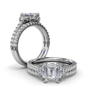 New Fana Emerald Cut Side Stone Engagement Ring