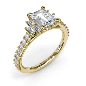 New Fana Emerald Cut Side Stone Engagement Ring
