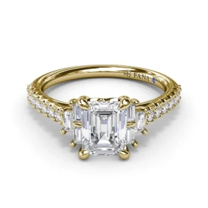 New Fana Emerald Cut Side Stone Engagement Ring