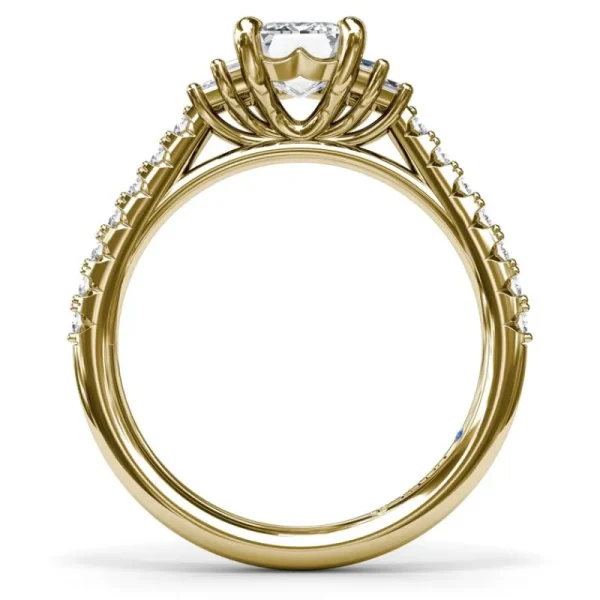 New Fana Emerald Cut Side Stone Engagement Ring