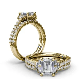 New Fana Emerald Cut Side Stone Engagement Ring