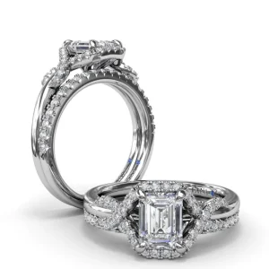 New Fana Emerald Love Knot Diamond Engagement Ring