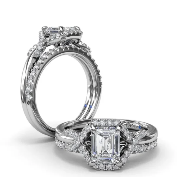 New Fana Emerald Love Knot Diamond Engagement Ring