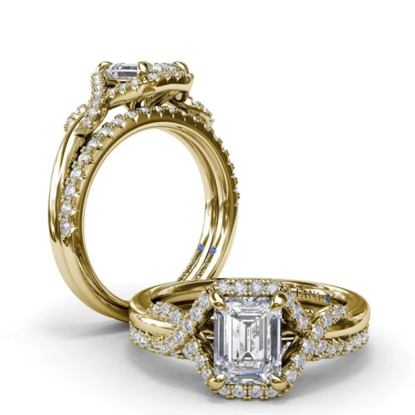 New Fana Emerald Love Knot Diamond Engagement Ring