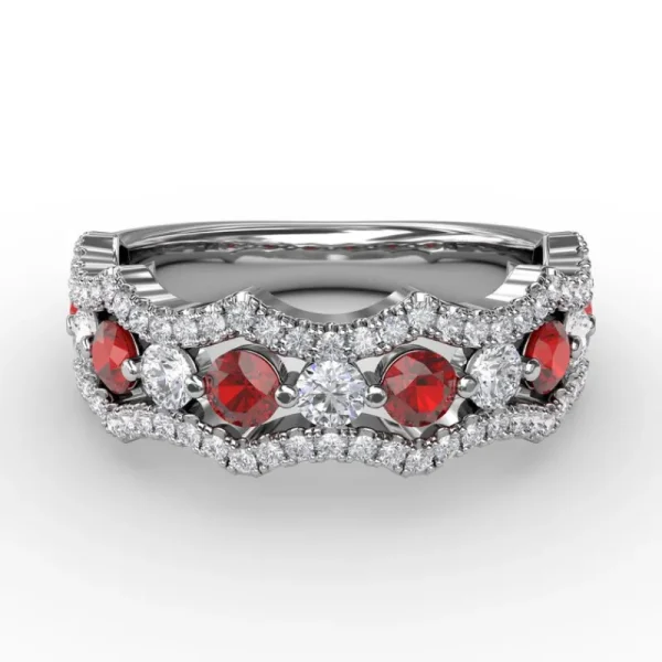 New Fana Endless Romance Ruby and Diamond Wave Ring