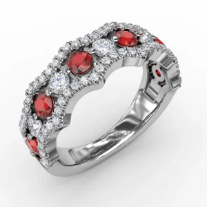 New Fana Endless Romance Ruby and Diamond Wave Ring