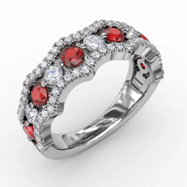 New Fana Endless Romance Ruby and Diamond Wave Ring