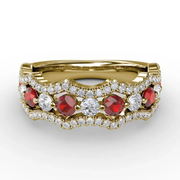 New Fana Endless Romance Ruby and Diamond Wave Ring