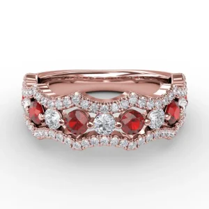 New Fana Endless Romance Ruby and Diamond Wave Ring