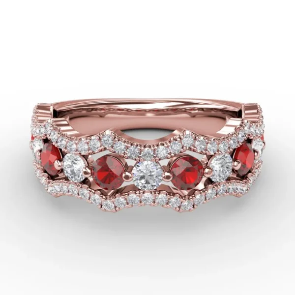 New Fana Endless Romance Ruby and Diamond Wave Ring