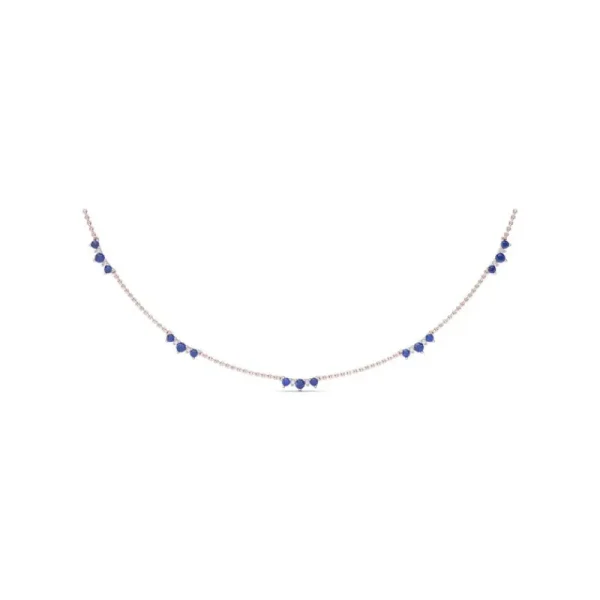 Best Fana Five Stone Sapphire and Diamond Station Necklace