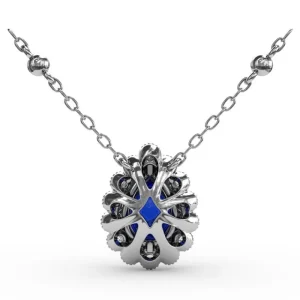 Outlet Fana Floral Teardrop Sapphire and Diamond Pendant