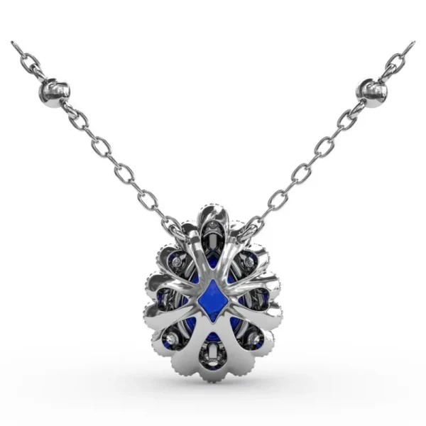 Outlet Fana Floral Teardrop Sapphire and Diamond Pendant