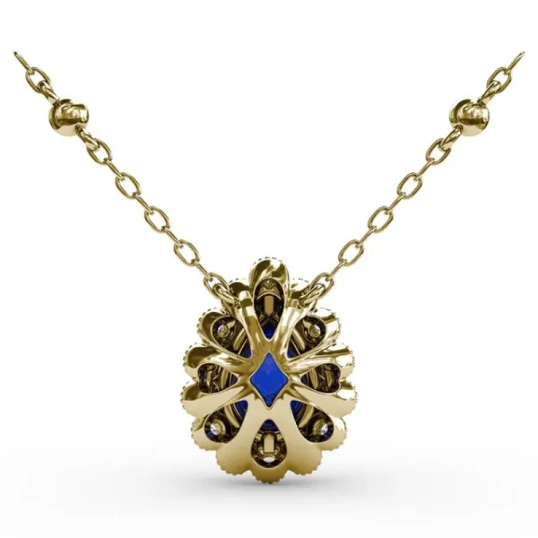 Outlet Fana Floral Teardrop Sapphire and Diamond Pendant