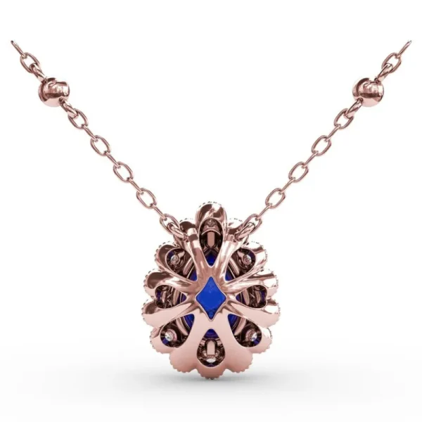 Outlet Fana Floral Teardrop Sapphire and Diamond Pendant