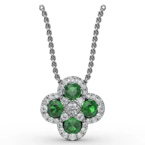 Outlet Fana Flower Emerald and Diamond Pendant