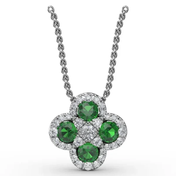 Outlet Fana Flower Emerald and Diamond Pendant