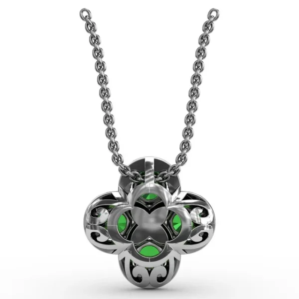 Outlet Fana Flower Emerald and Diamond Pendant