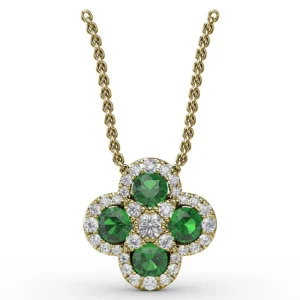Outlet Fana Flower Emerald and Diamond Pendant