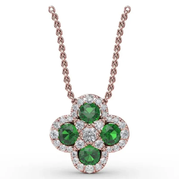 Outlet Fana Flower Emerald and Diamond Pendant