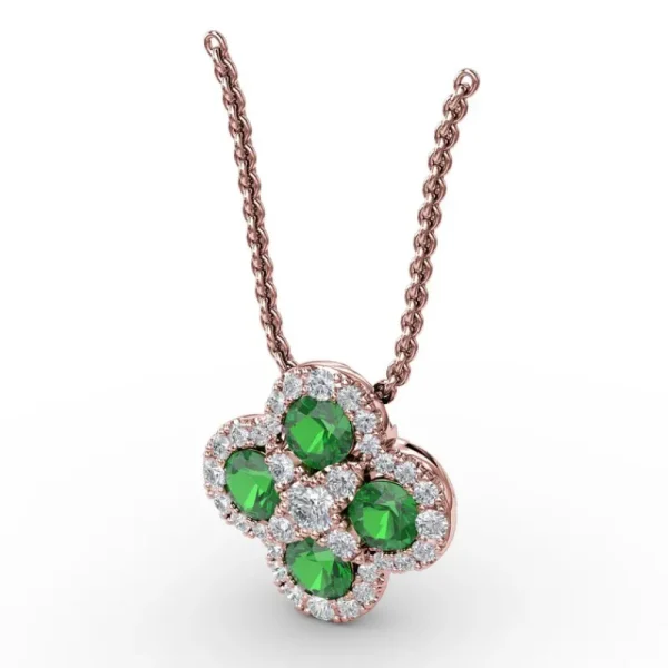 Outlet Fana Flower Emerald and Diamond Pendant