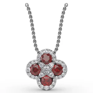 Discount Fana Flower Ruby and Diamond Pendant
