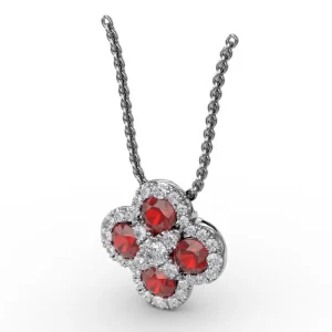 Discount Fana Flower Ruby and Diamond Pendant