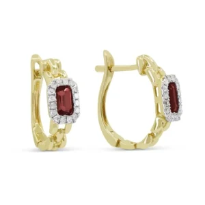 Online Kelley Collection Garnet & Diamond Hoop Earrings
