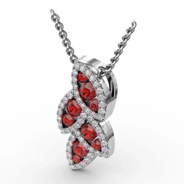 Clearance Fana Glam Galore Ruby and Diamond Leaf Pendant