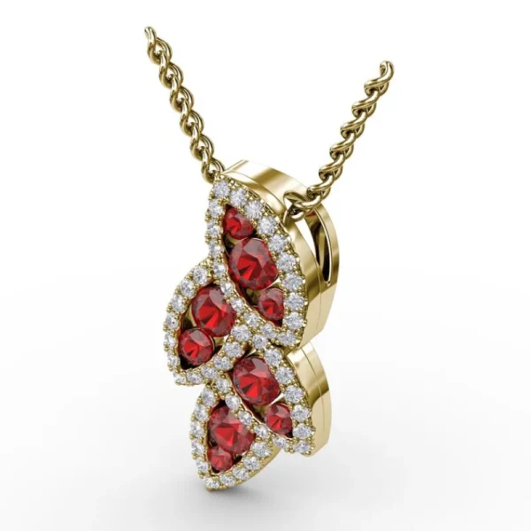 Clearance Fana Glam Galore Ruby and Diamond Leaf Pendant