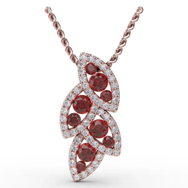 Clearance Fana Glam Galore Ruby and Diamond Leaf Pendant