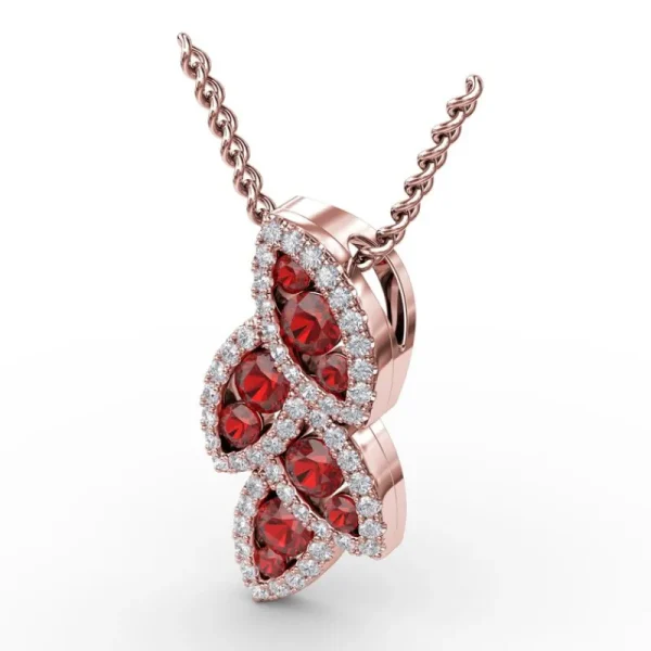 Clearance Fana Glam Galore Ruby and Diamond Leaf Pendant