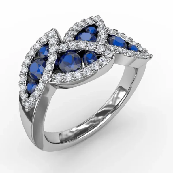 Fashion Fana Glam Galore Sapphire and Diamond Leaf Ring