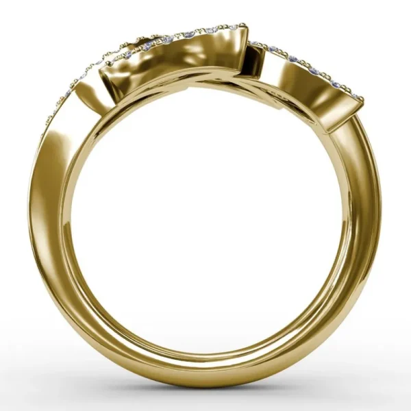 Fashion Fana Glam Galore Sapphire and Diamond Leaf Ring