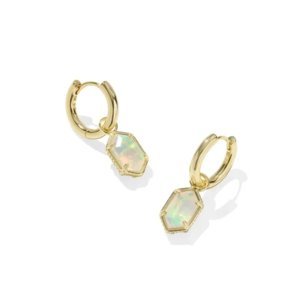 Fashion Kendra Scott Hallie Gold Huggie Earrings in Opalite Illusion