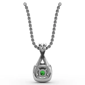 Fashion Fana Halo Emerald and Diamond Pendant