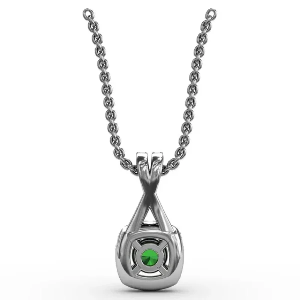 Fashion Fana Halo Emerald and Diamond Pendant