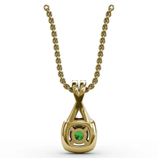 Fashion Fana Halo Emerald and Diamond Pendant