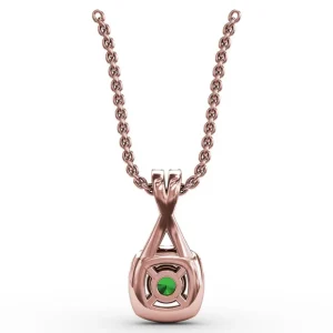 Fashion Fana Halo Emerald and Diamond Pendant