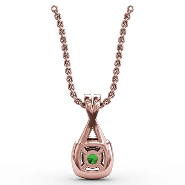 Fashion Fana Halo Emerald and Diamond Pendant