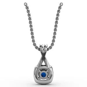 Hot Fana Halo Sapphire and Diamond Pendant