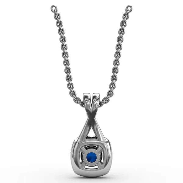Hot Fana Halo Sapphire and Diamond Pendant