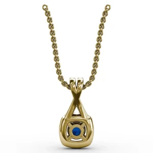 Hot Fana Halo Sapphire and Diamond Pendant