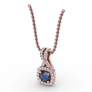 Hot Fana Halo Sapphire and Diamond Pendant