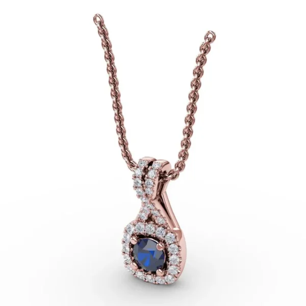 Hot Fana Halo Sapphire and Diamond Pendant